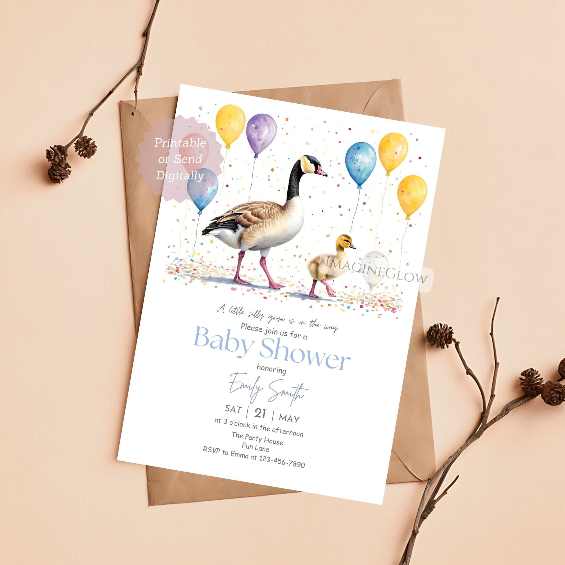 goofy goose baby shower card
