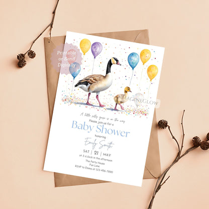 goofy goose baby shower card
