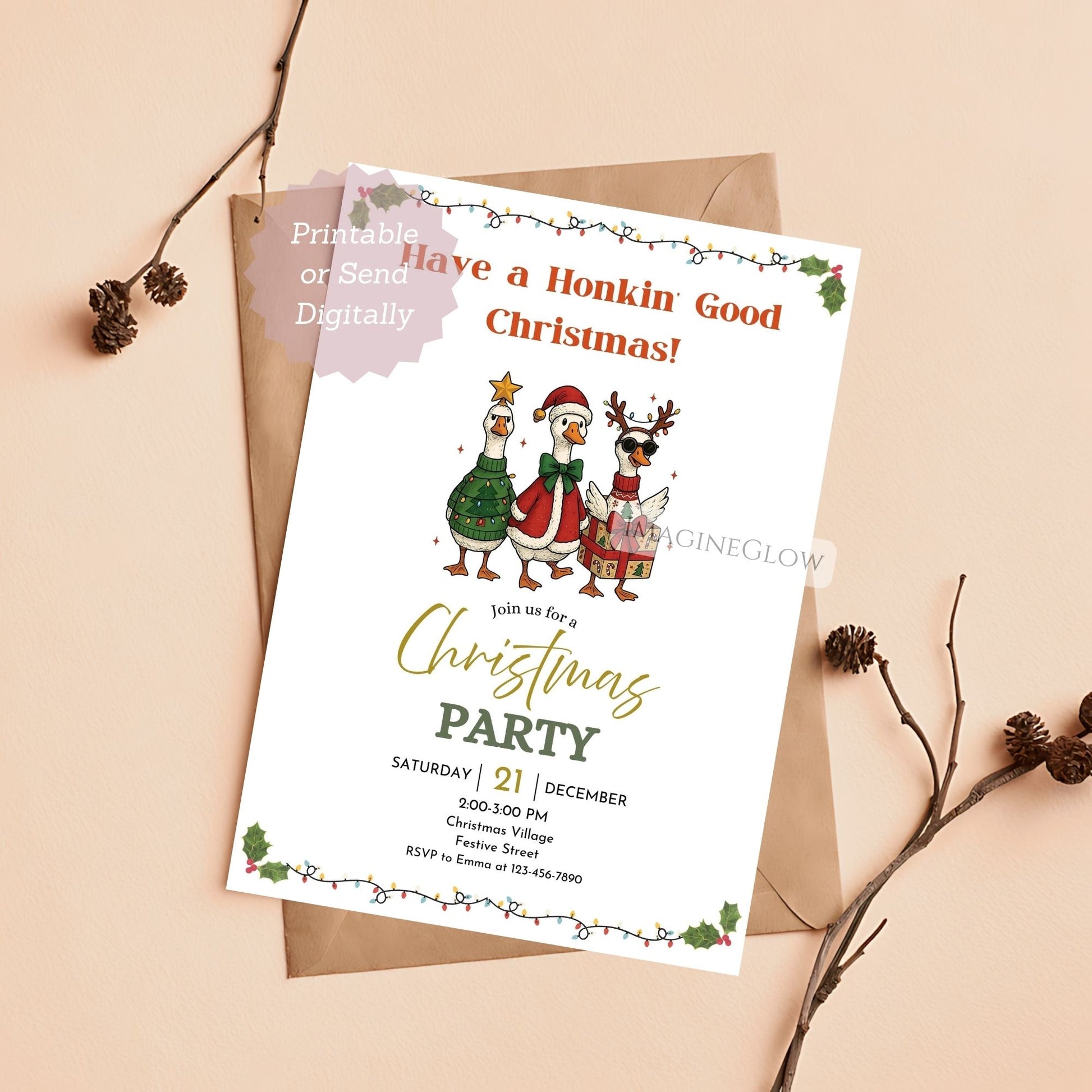 farmhouse christmas party invitation
printable rustic holiday party card
