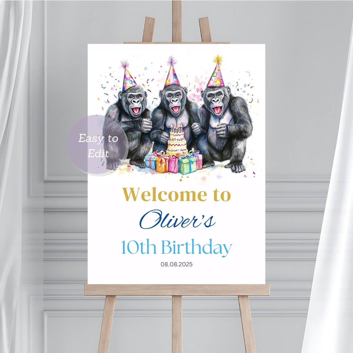 gorilla birthday party bundle
jungle safari birthday invitation

