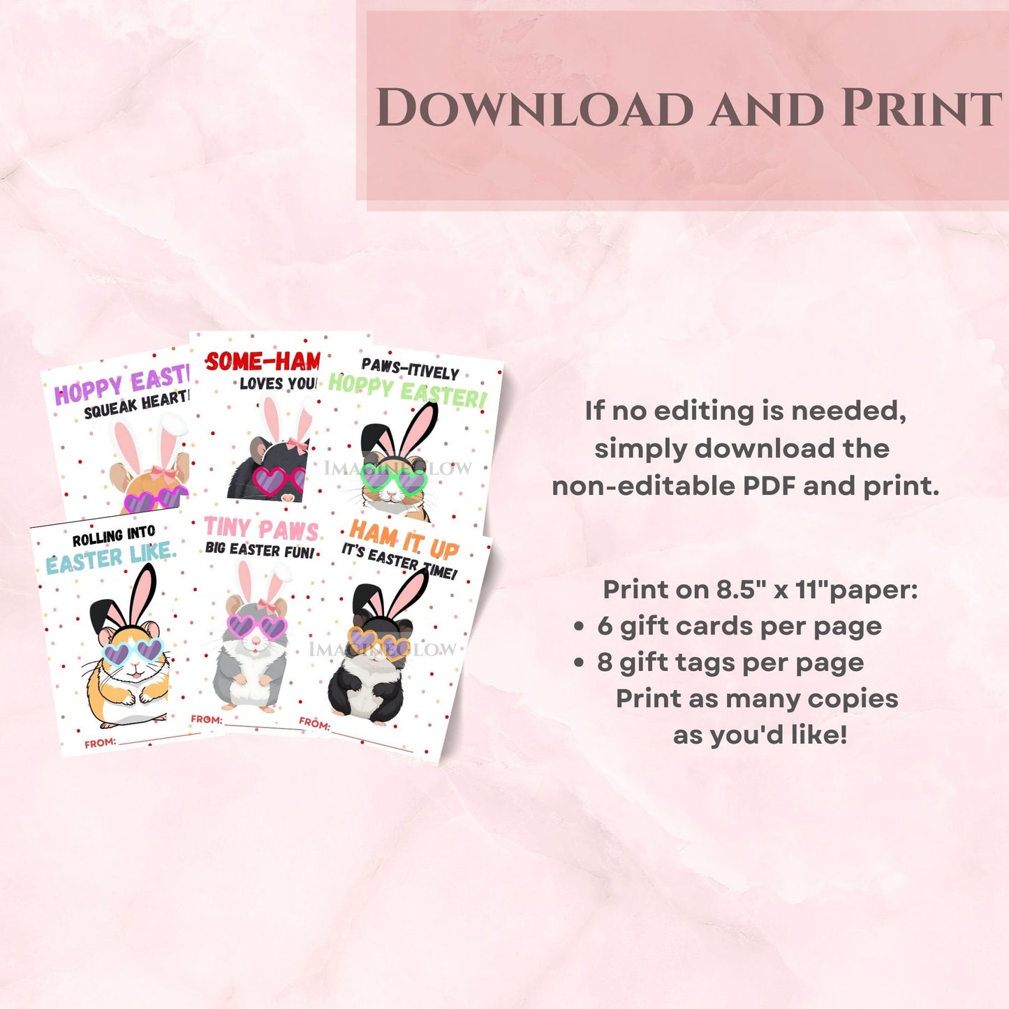 Hamster Easter Gift Tags - Classroom Party Gift Cards