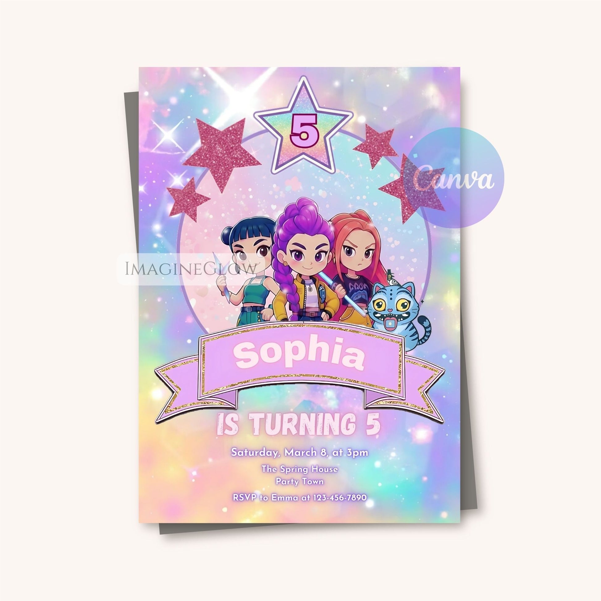 anime-themed birthday party invite
