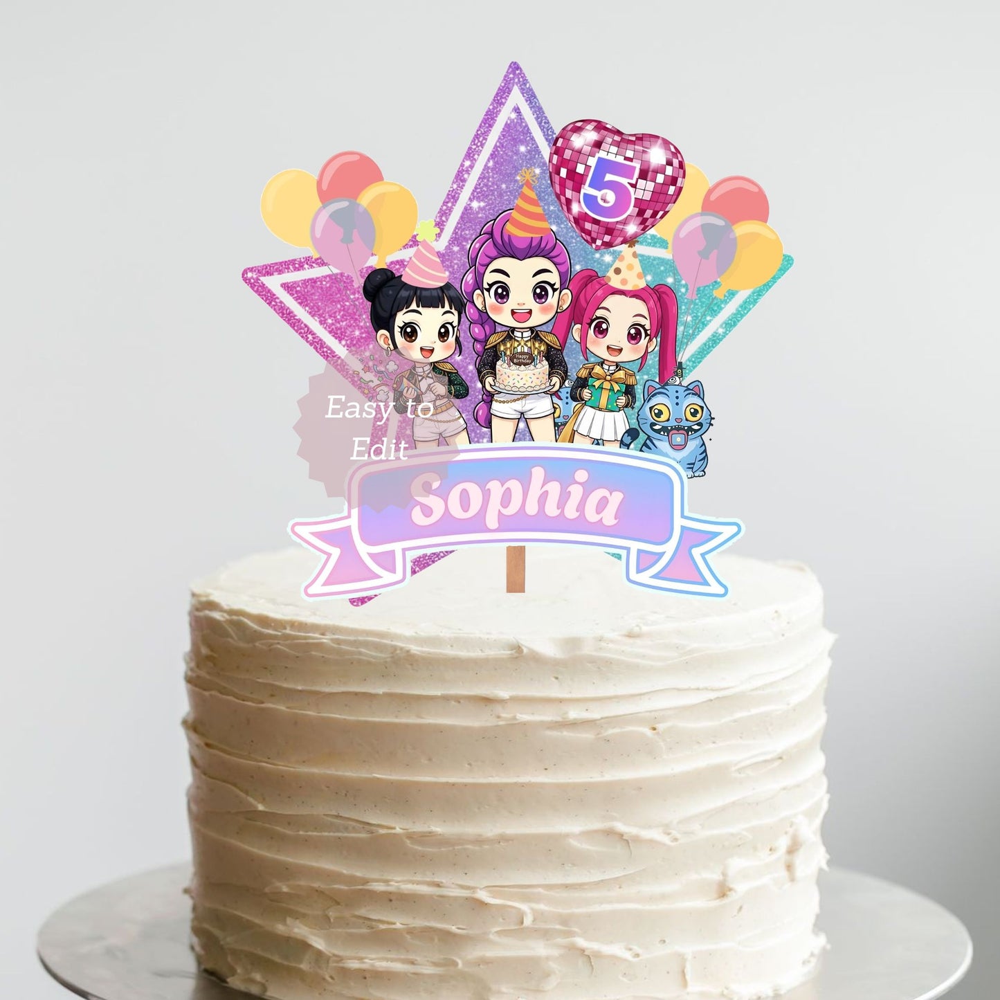 Fun HUNTRIX anime girl dessert topper for themed parties
Stylish KPOP Demon Hunters birthday cake toppers for kids