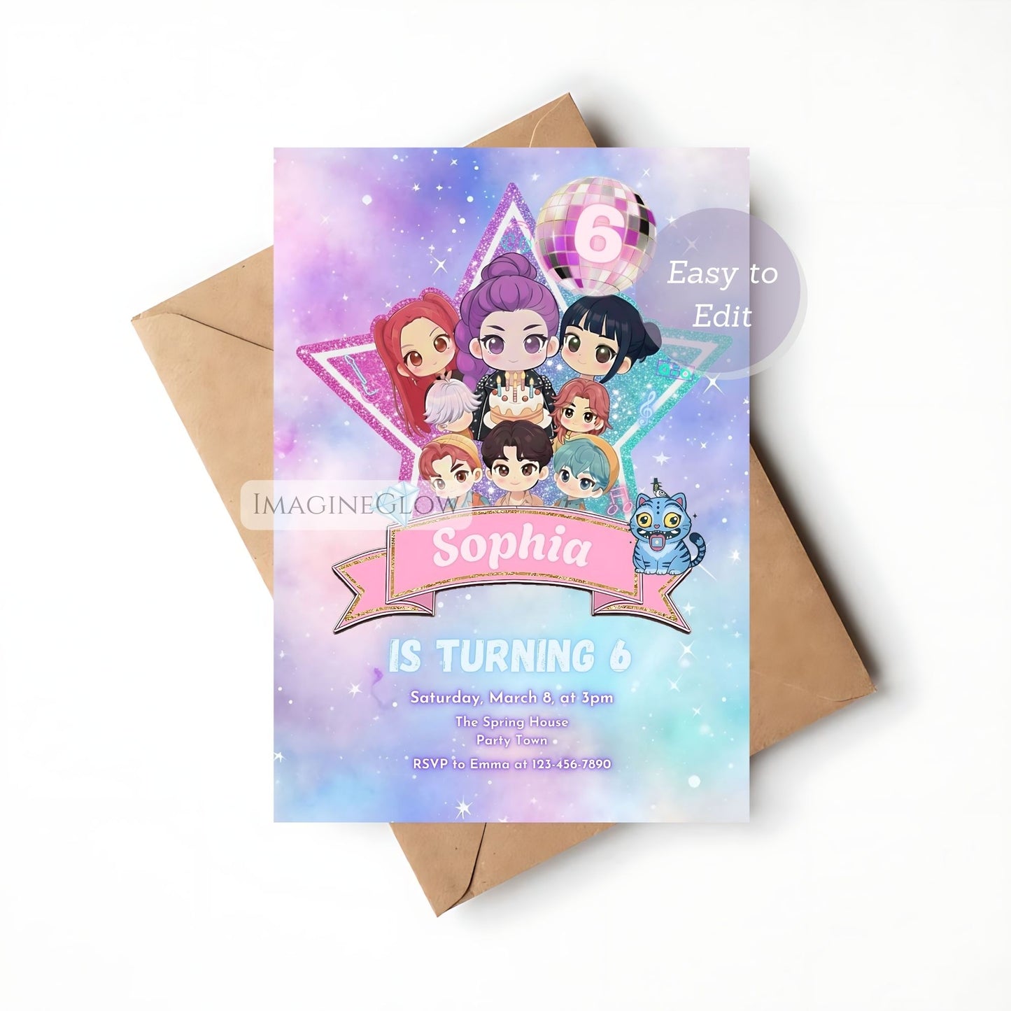 kids anime birthday invitation
