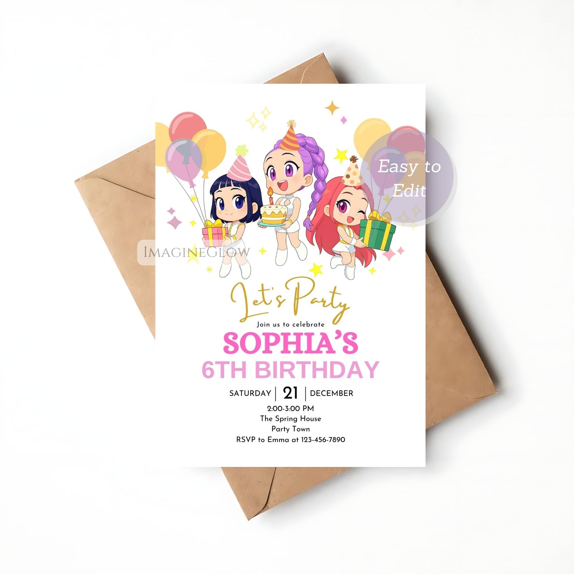 anime kpop birthday invitation download

