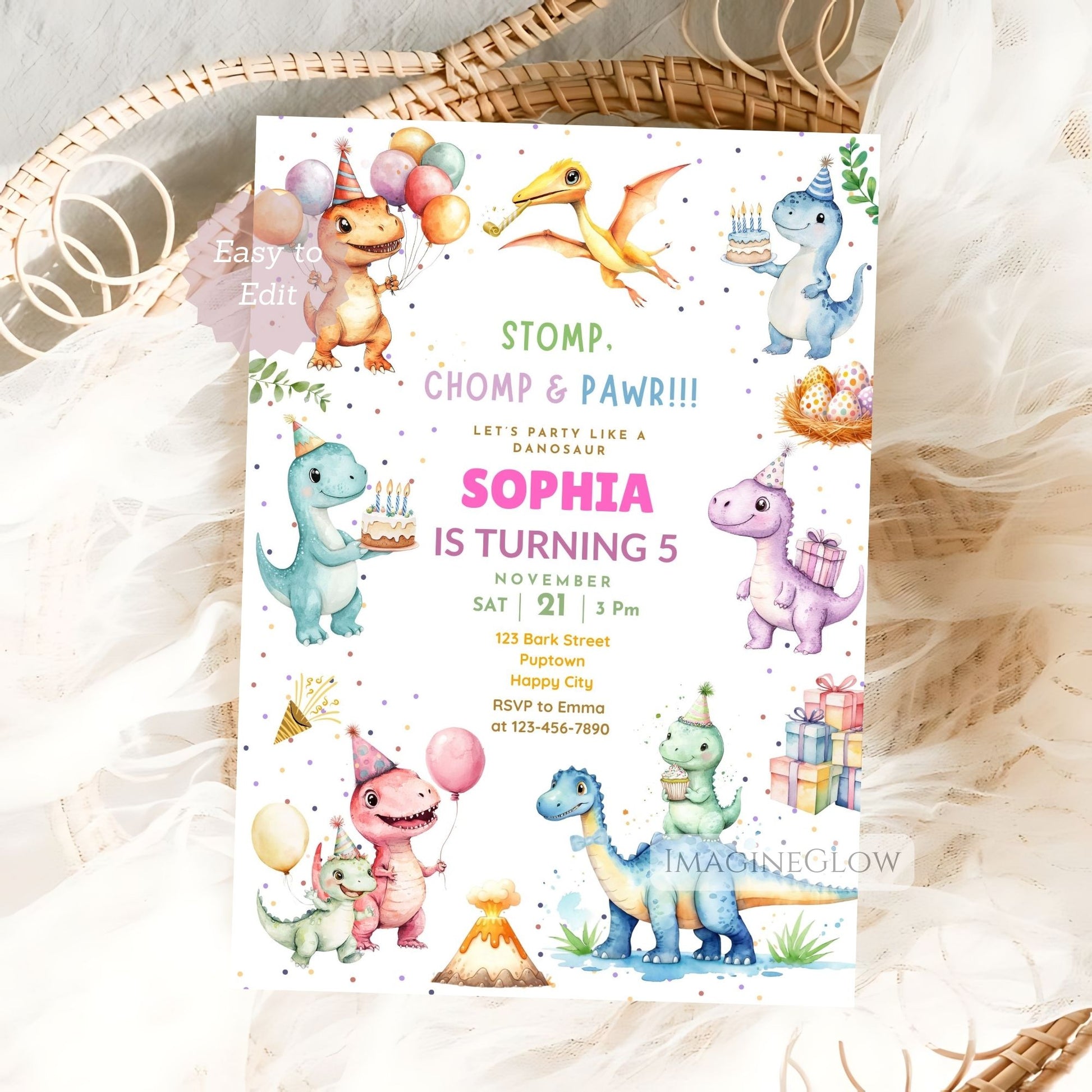 printable dinosaur birthday invite template
