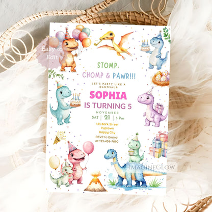 printable dinosaur birthday invite template
