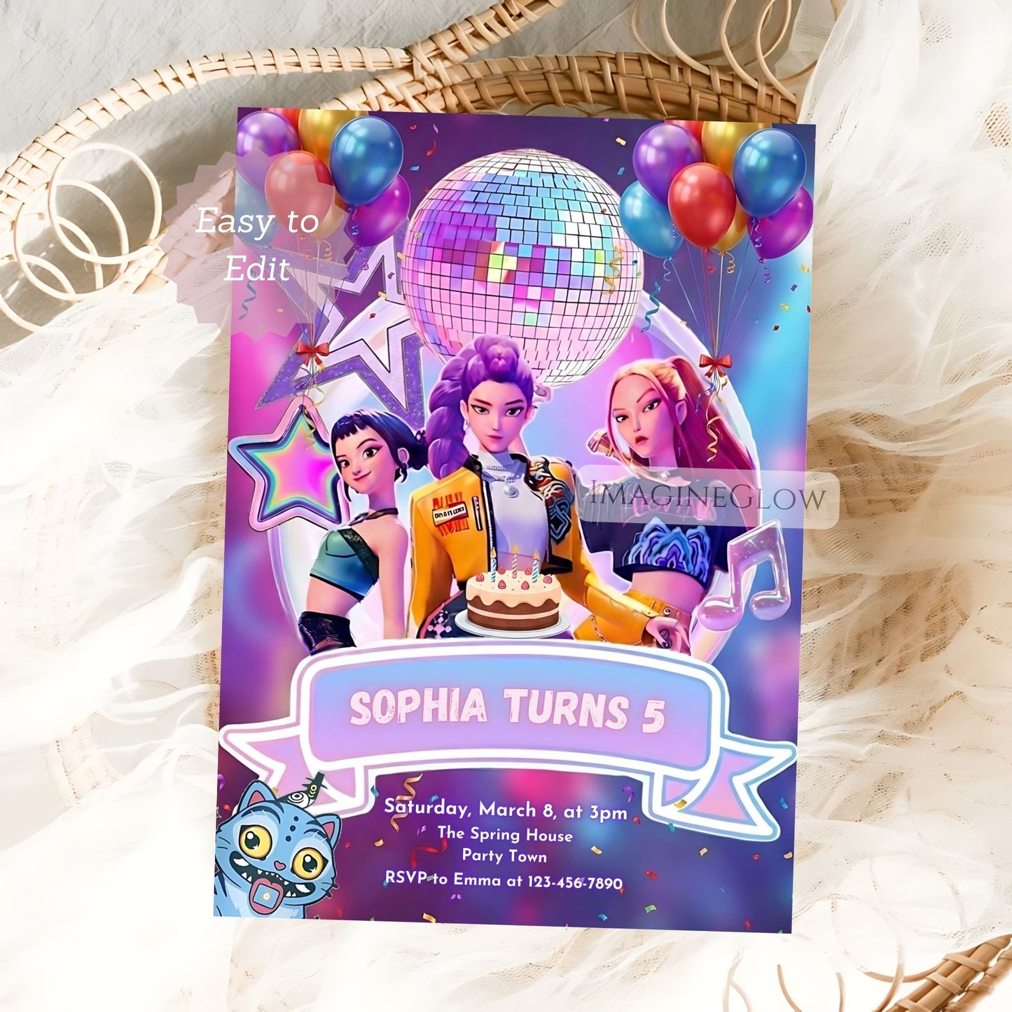 editable kpop anime party invitation
huntrix anime birthday invite printable