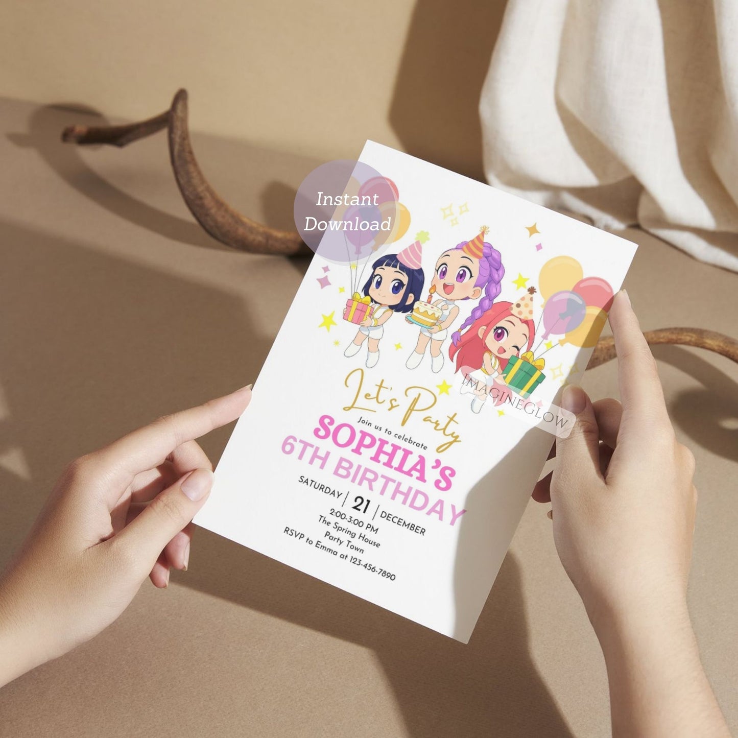 printable huntrix birthday invite