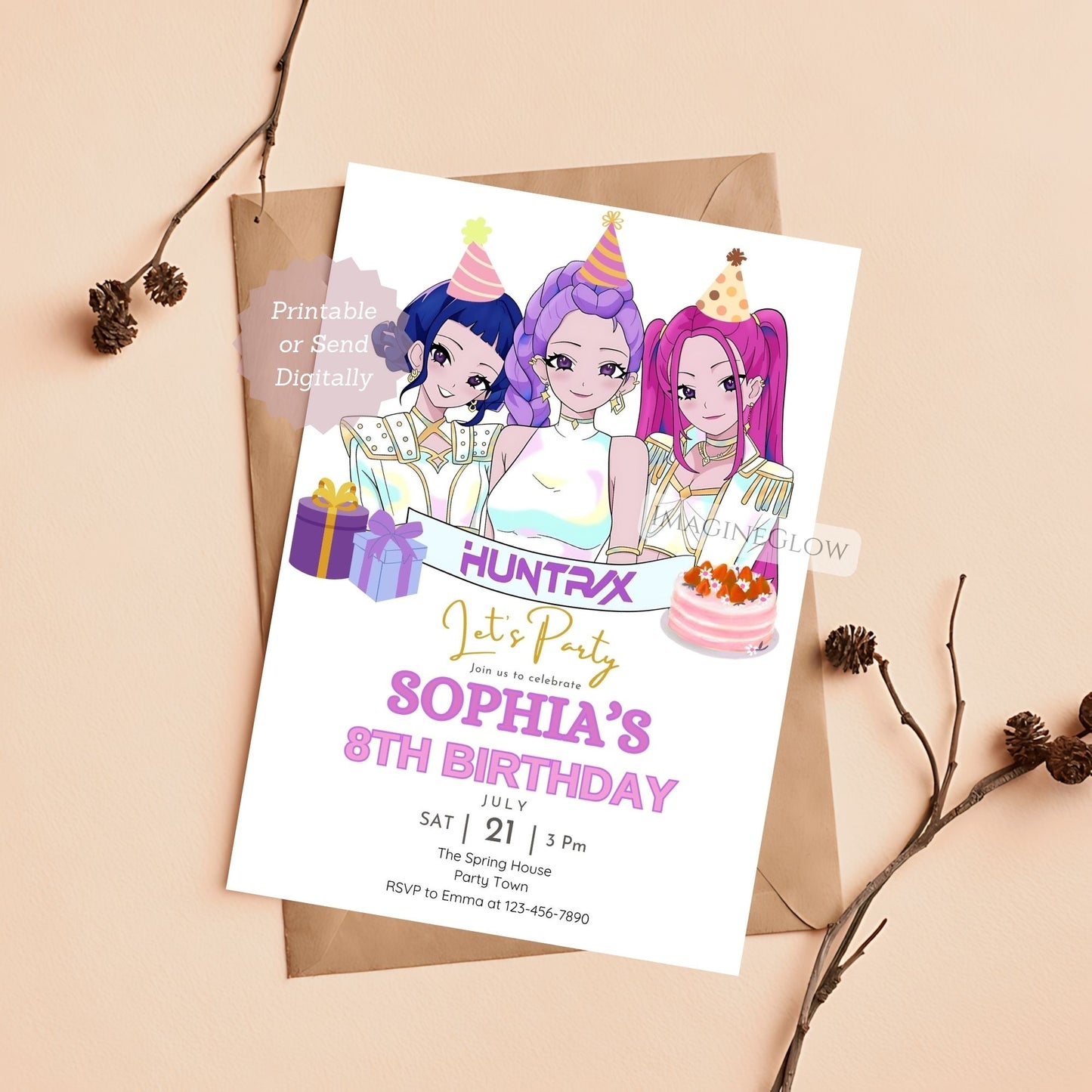 huntrix kpop birthday invite
