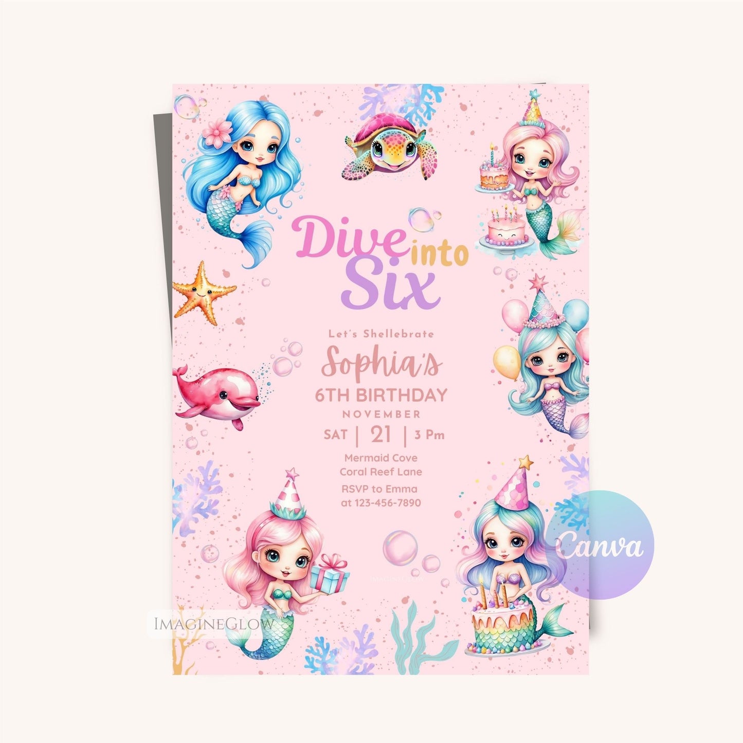 Printable mermaid party invitation
