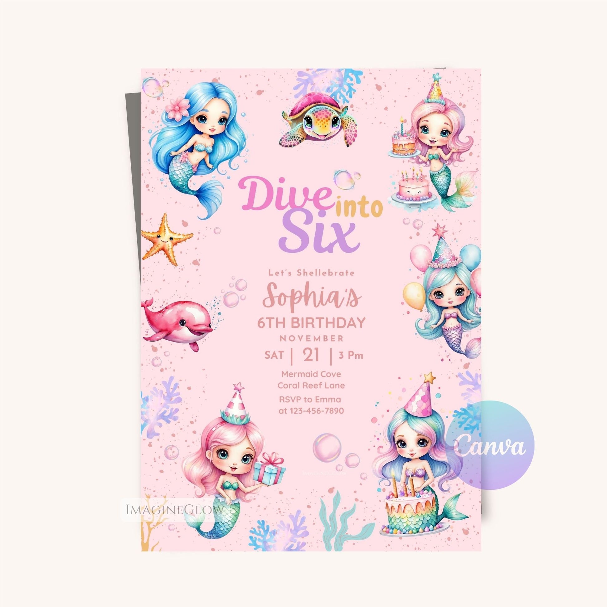 Printable mermaid party invitation
