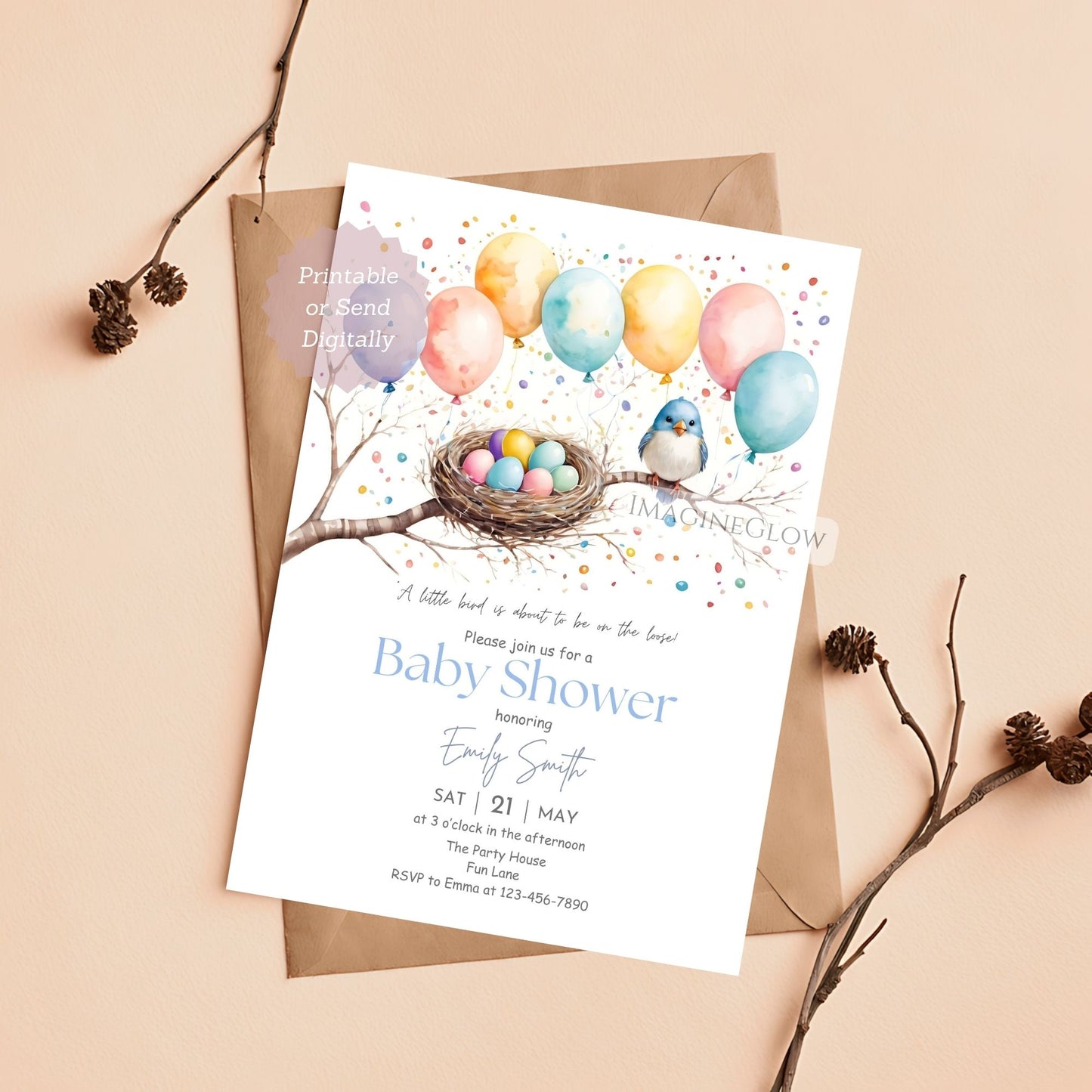 forest animals baby shower invitation
