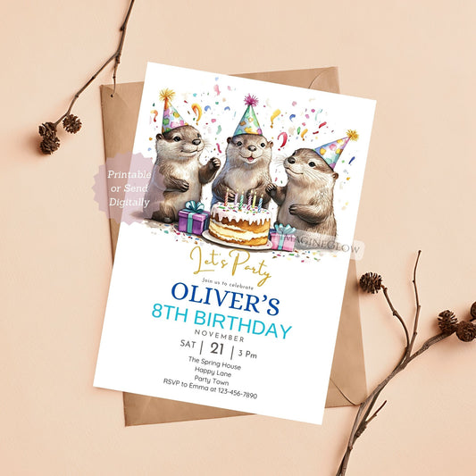 Otter Birthday Invitation - Water Theme Party
