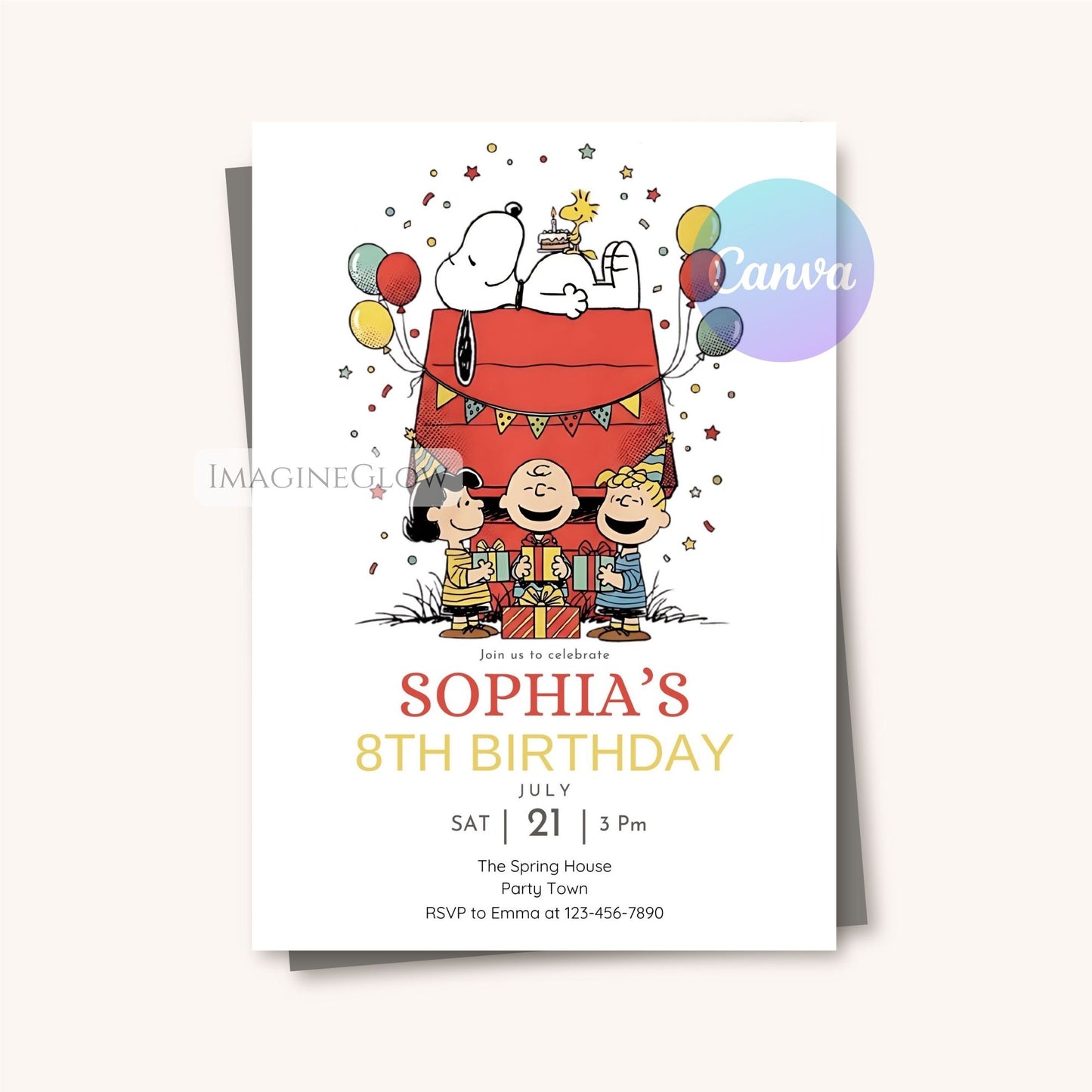 cute snoopy birthday invitation peanuts design
