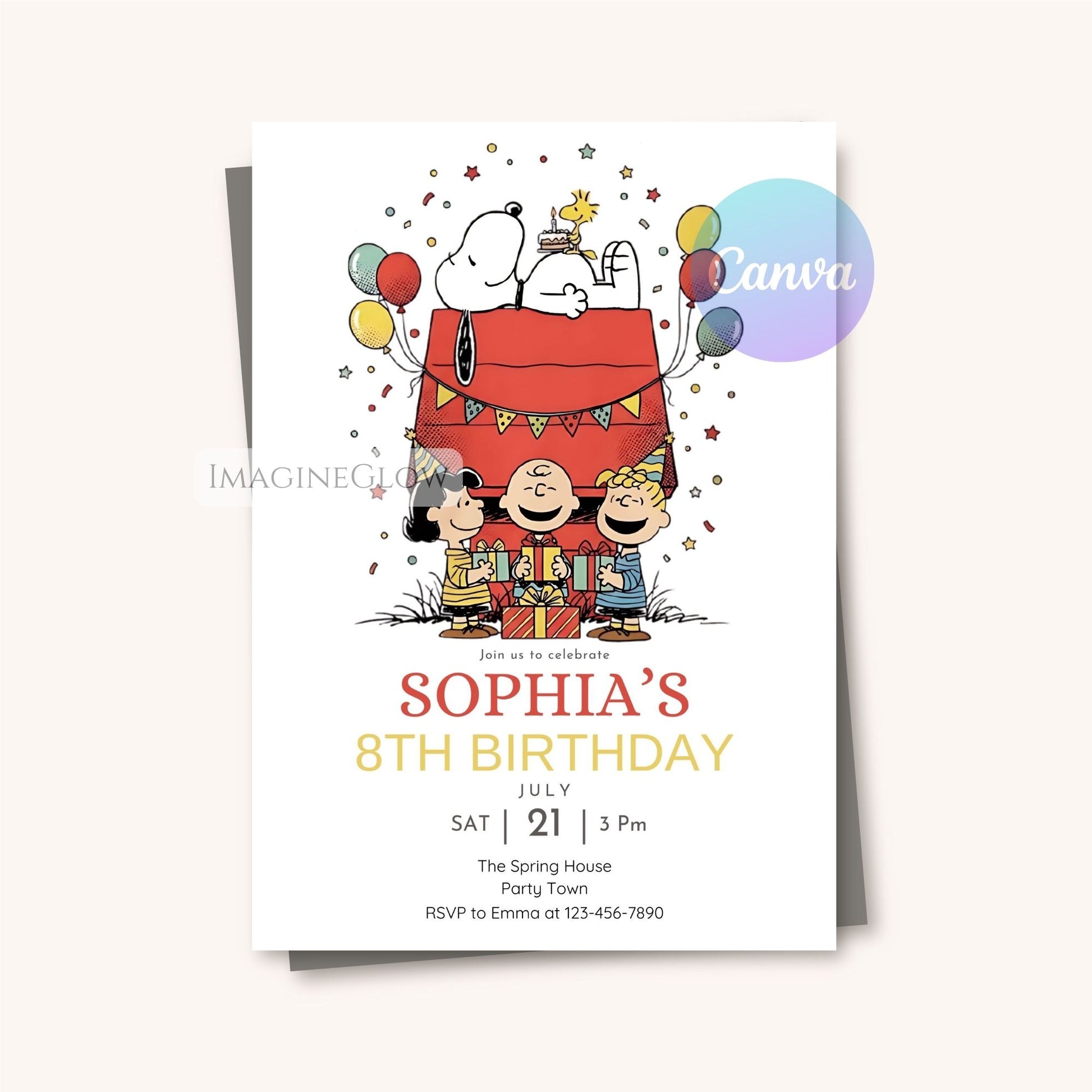 cute snoopy birthday invitation peanuts design
