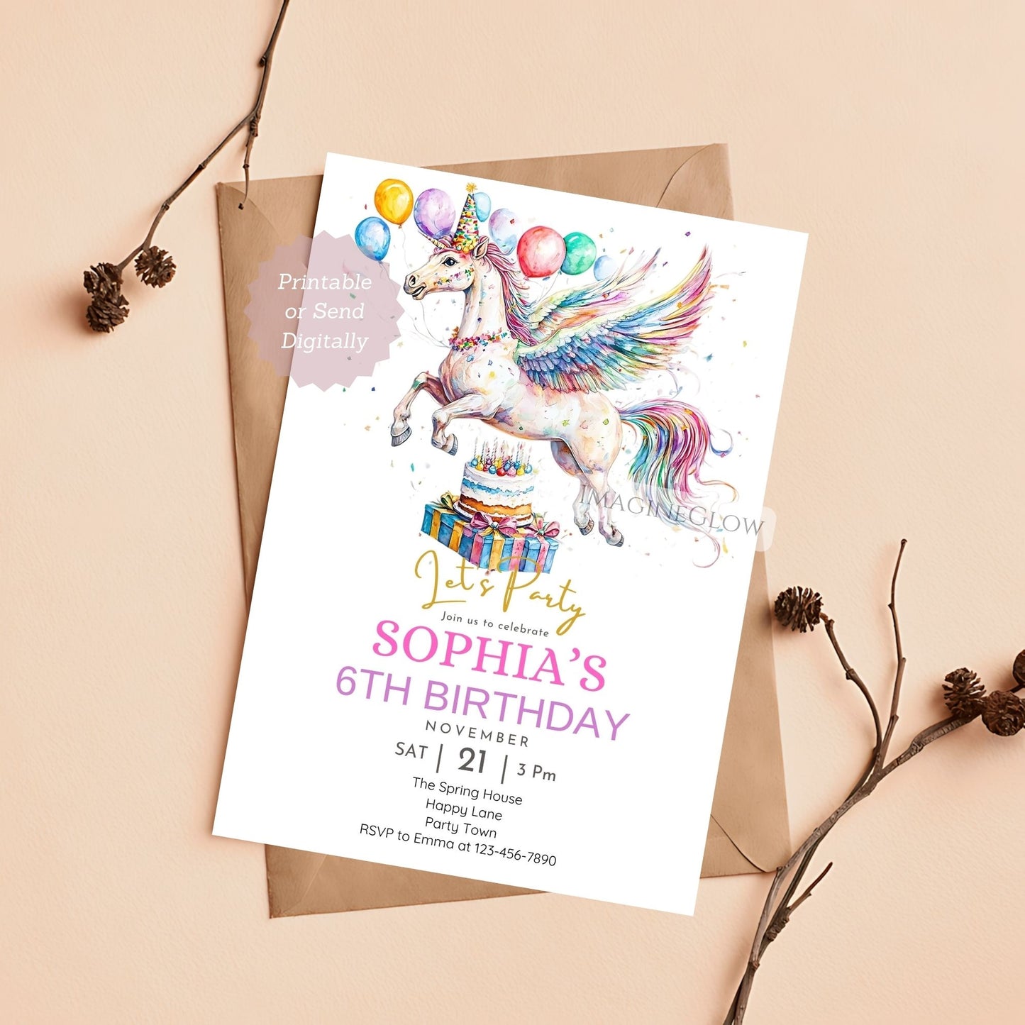 Personalized Pegasus birthday invitation
Instant download Pegasus birthday invitation
