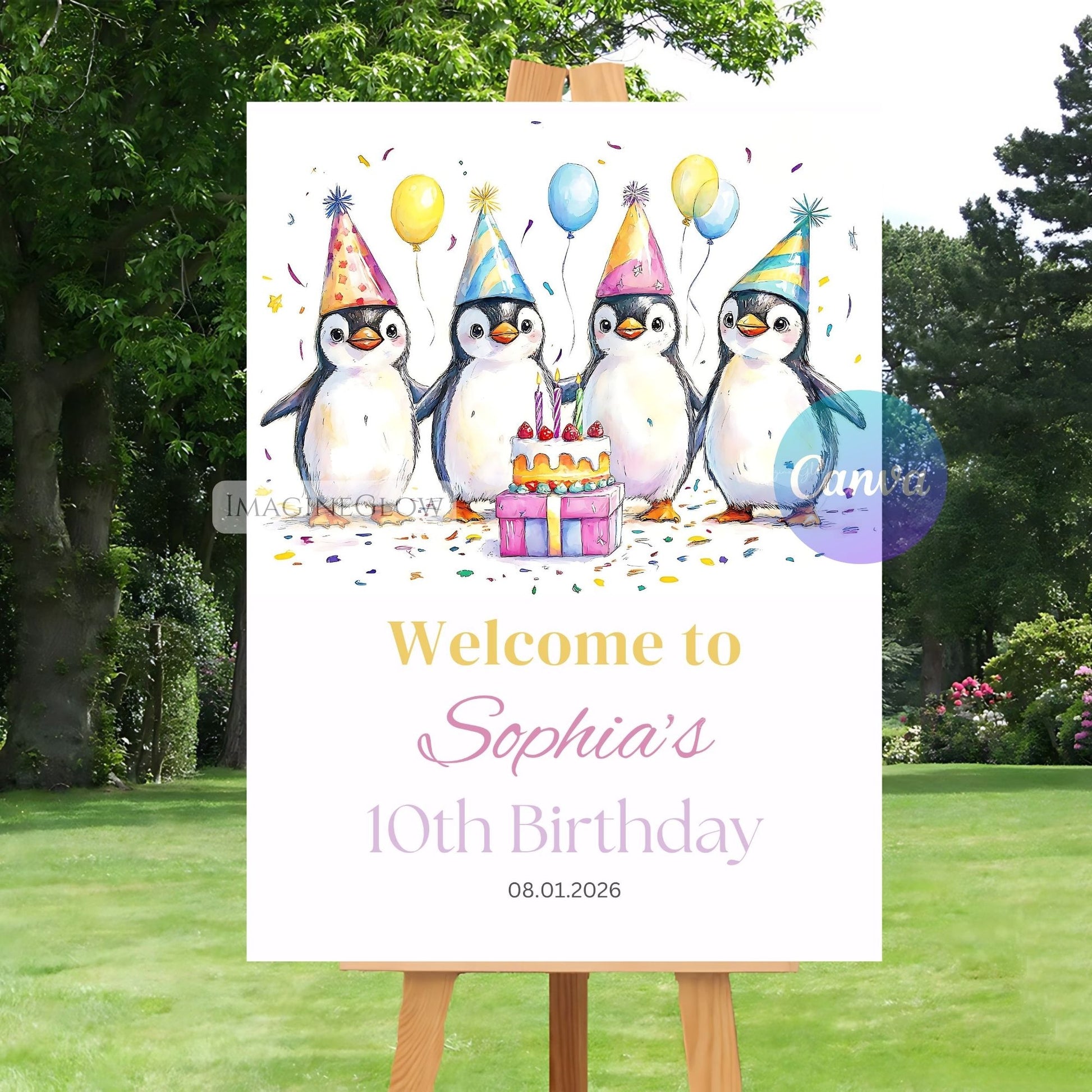 editable snow party welcome sign
winter animal birthday sign