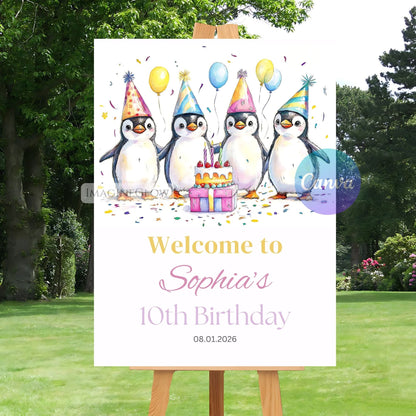 editable snow party welcome sign
winter animal birthday sign