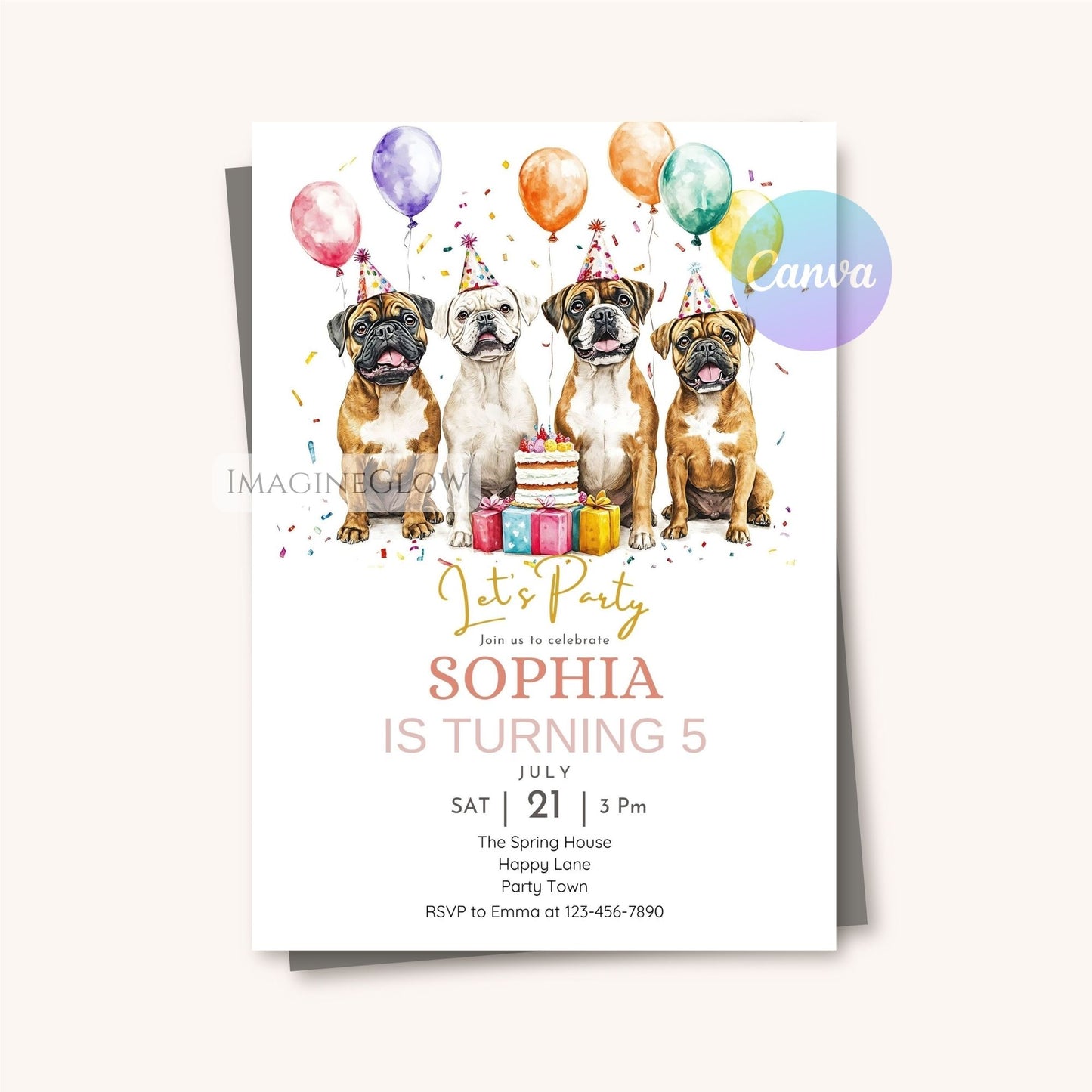 Editable pet birthday invitation digital download
