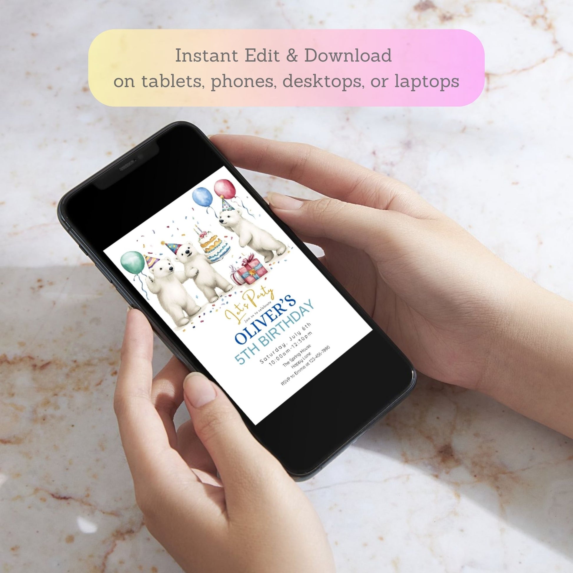 polar bear birthday invitation
winter wonderland party invitation
