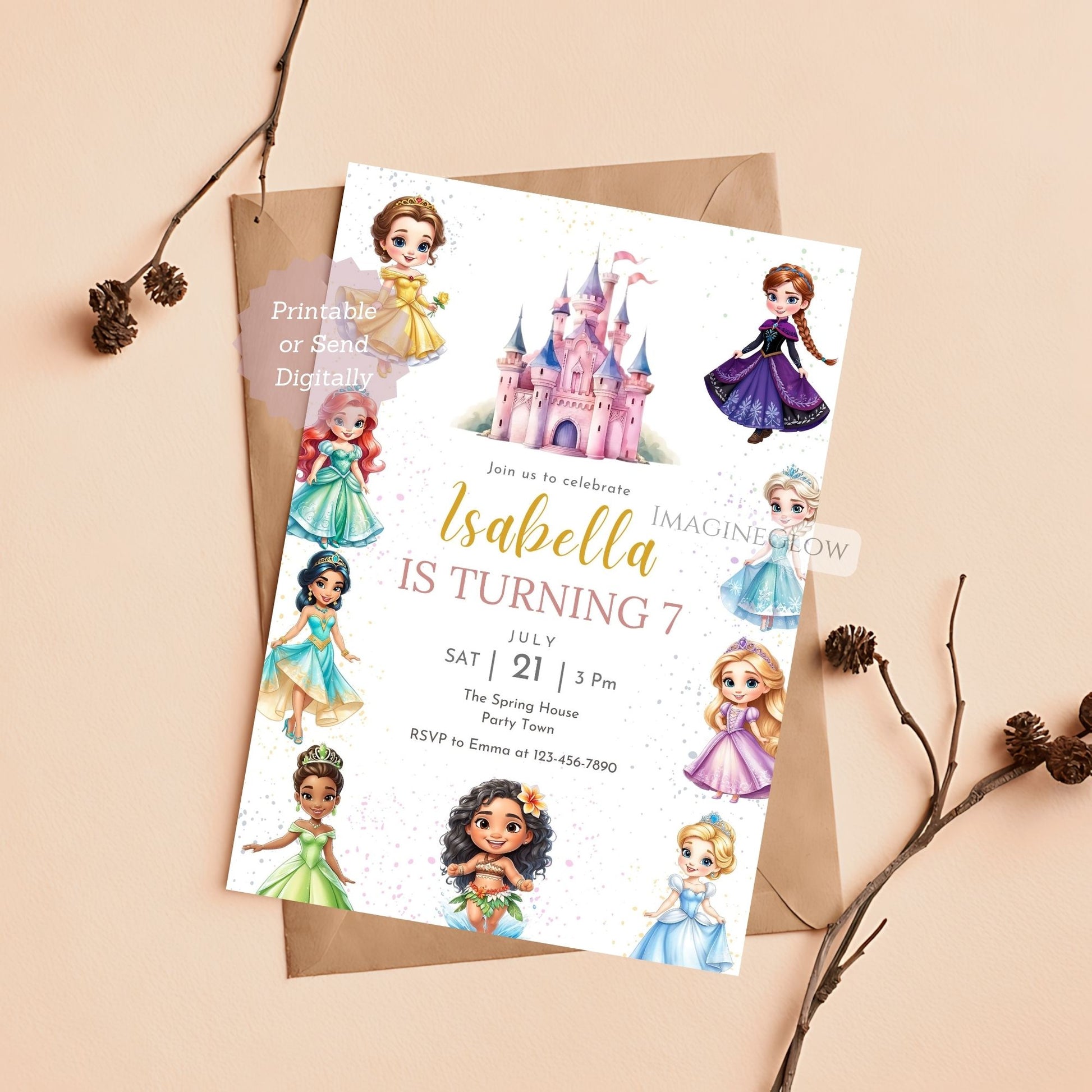 princess birthday invitation

