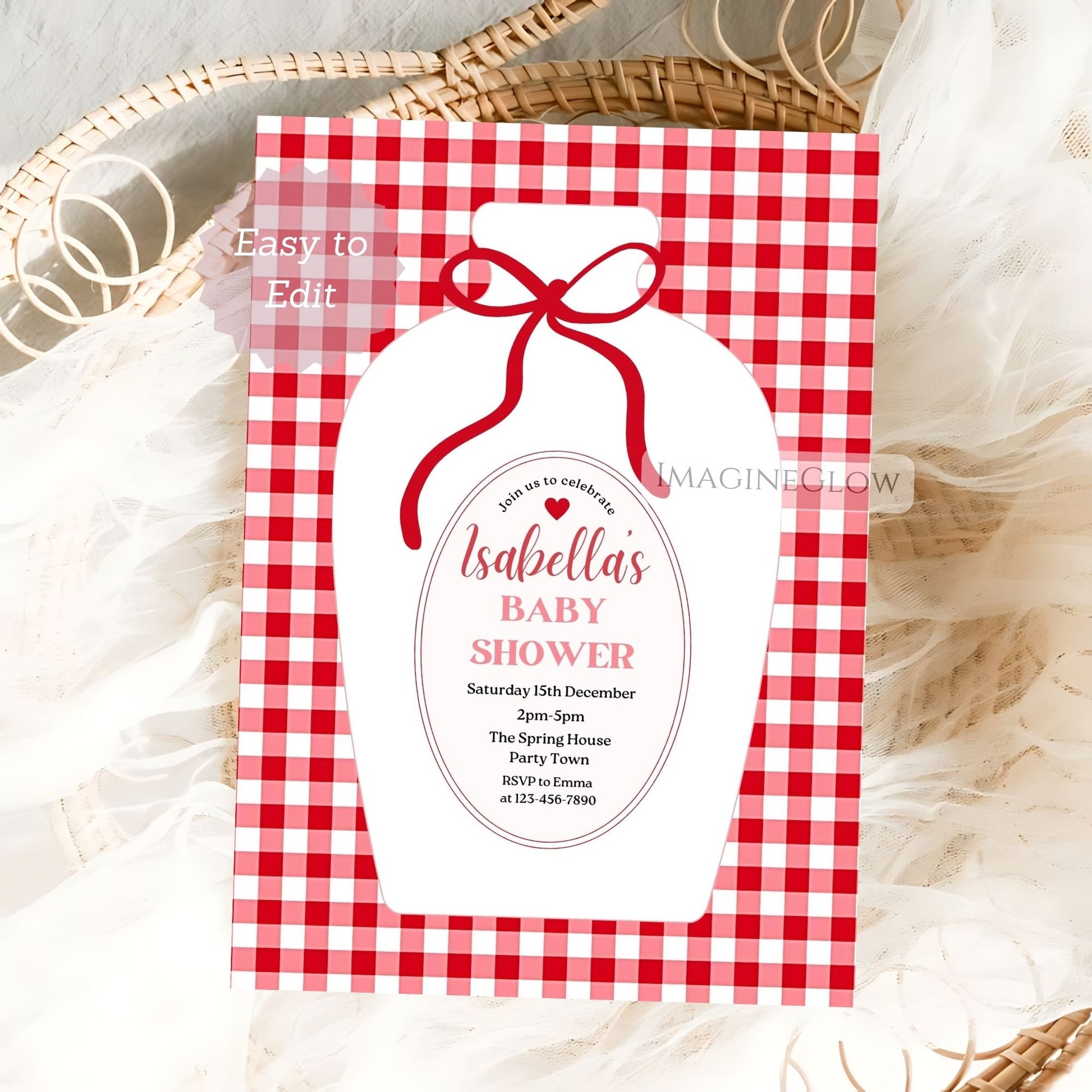 gingham baby shower invitation template
