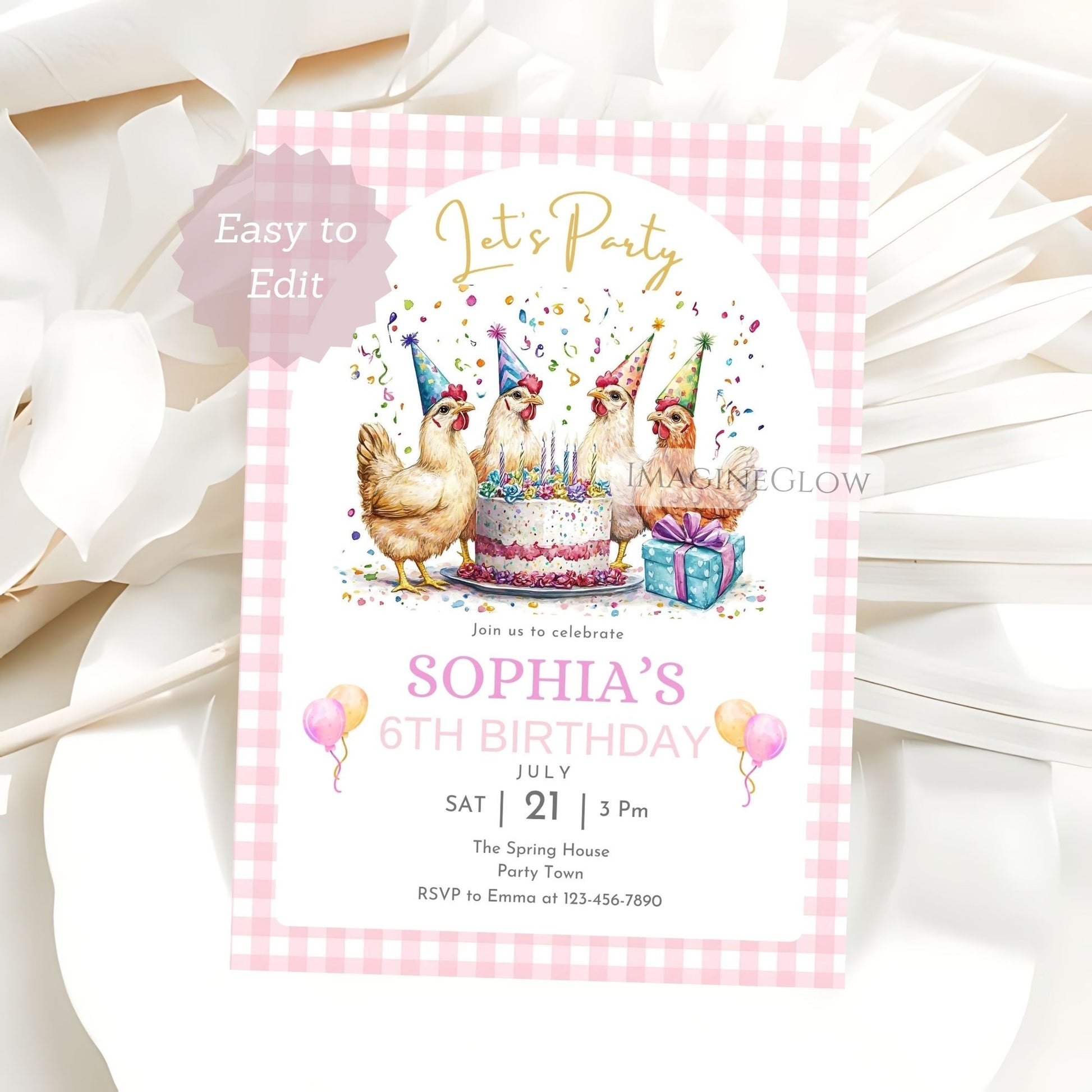chicken birthday invitation
