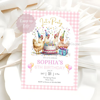 chicken birthday invitation
