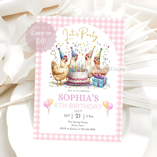 chicken birthday invitation
