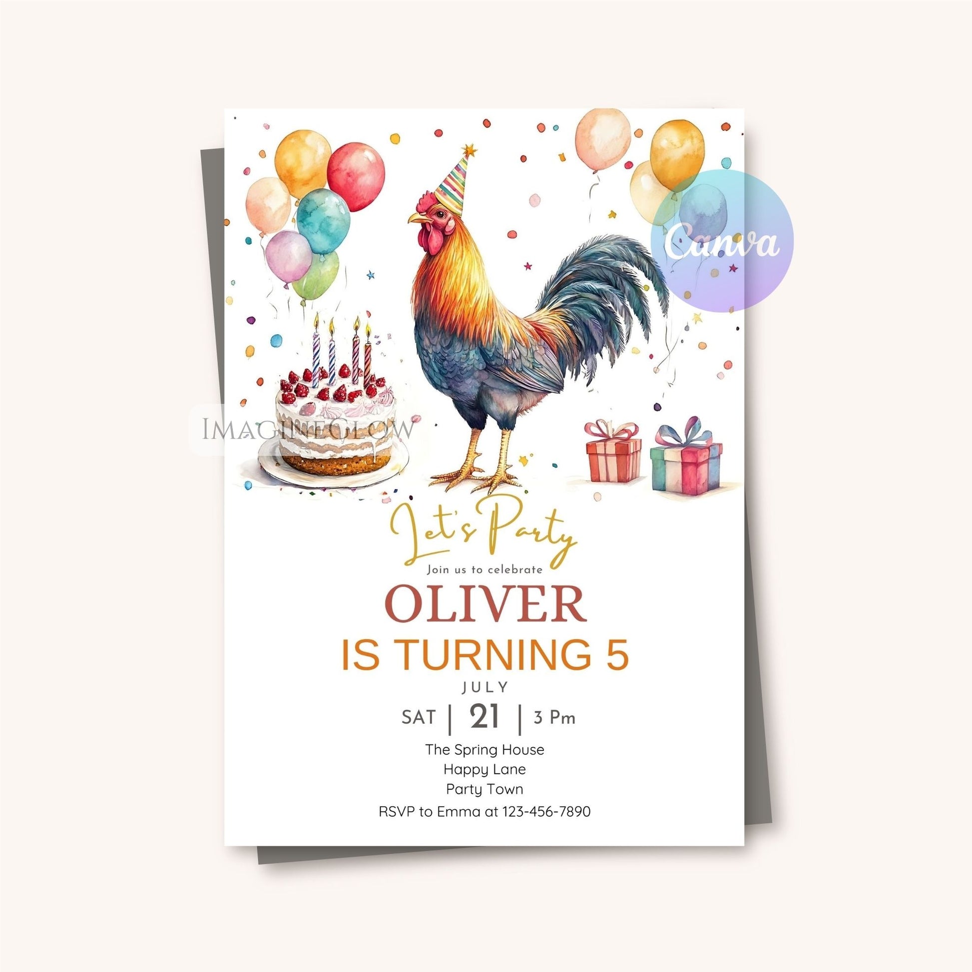 Barnyard-themed printable birthday card
