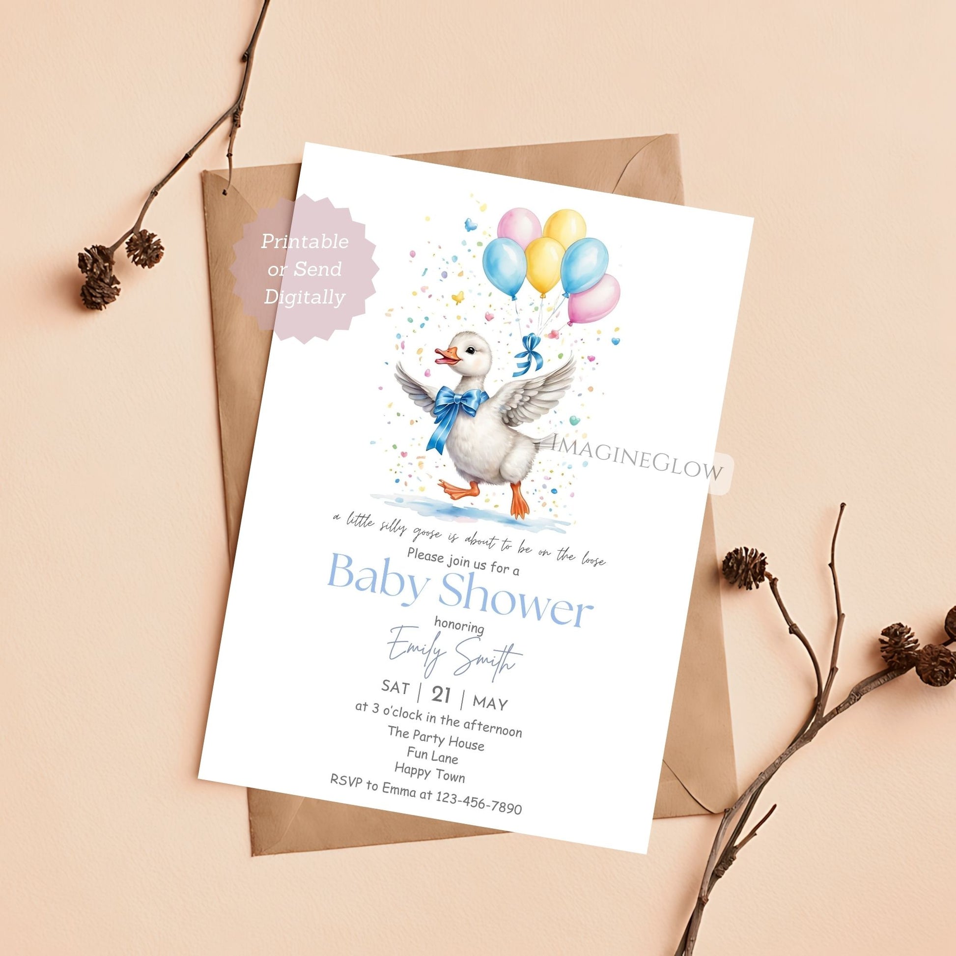 blue barnyard baby shower invitation digital
