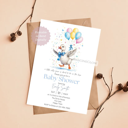 blue barnyard baby shower invitation digital
