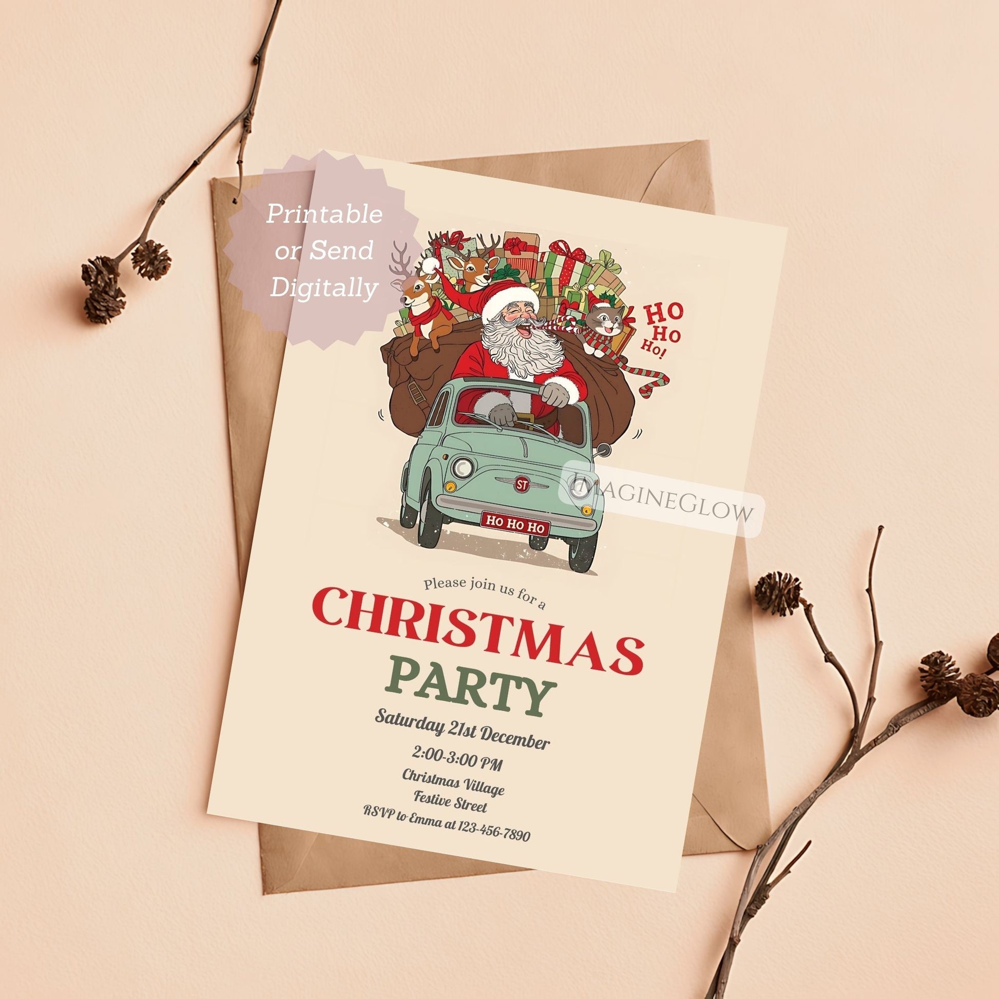 santa claus christmas party invitation vintage
editable santa claus holiday invitation printable
