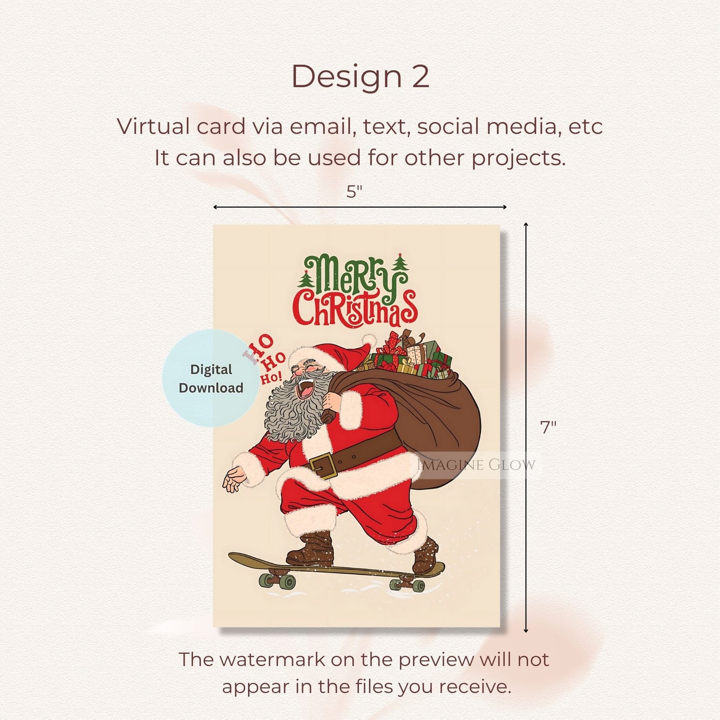 retro santa christmas holiday printable card
