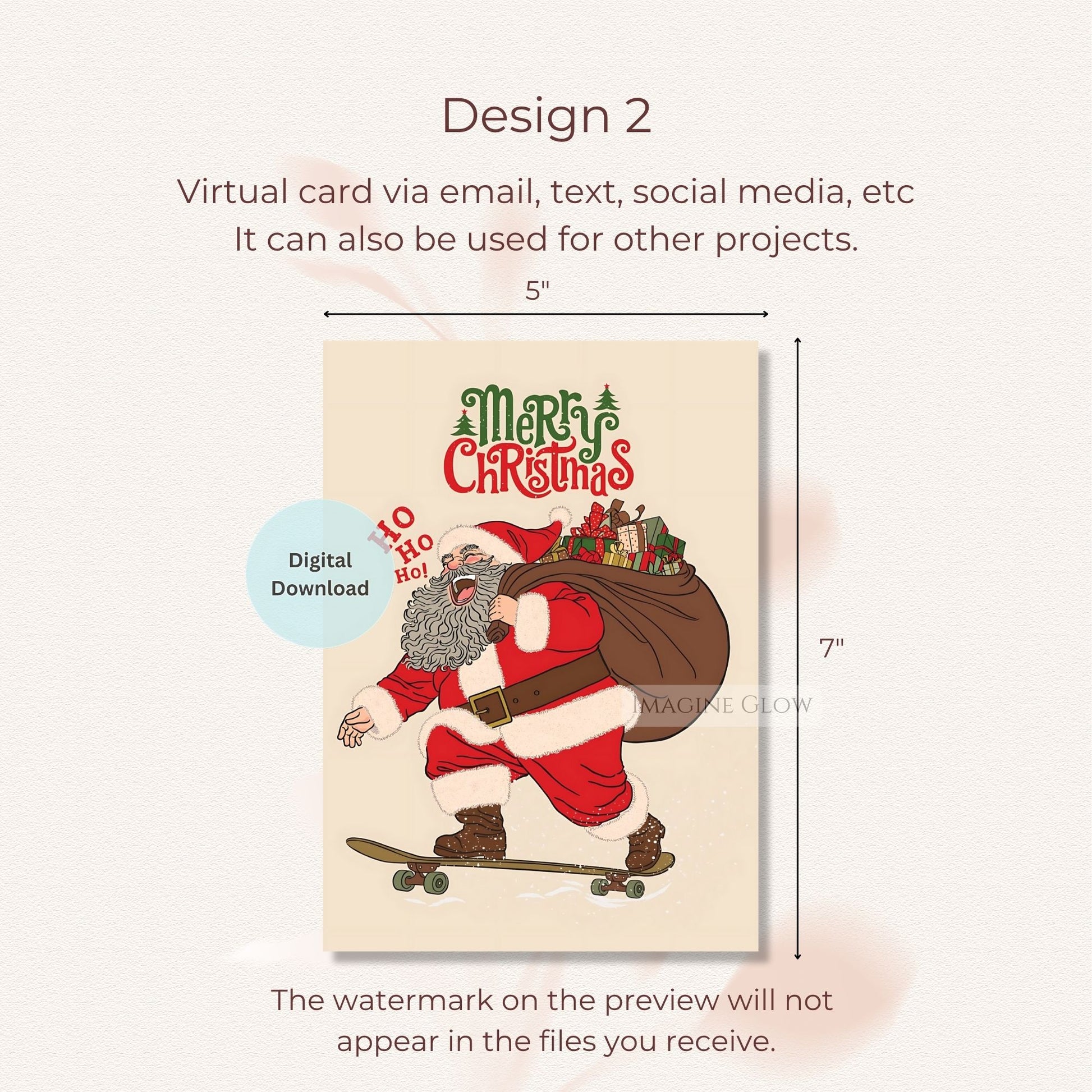 retro santa christmas holiday printable card
