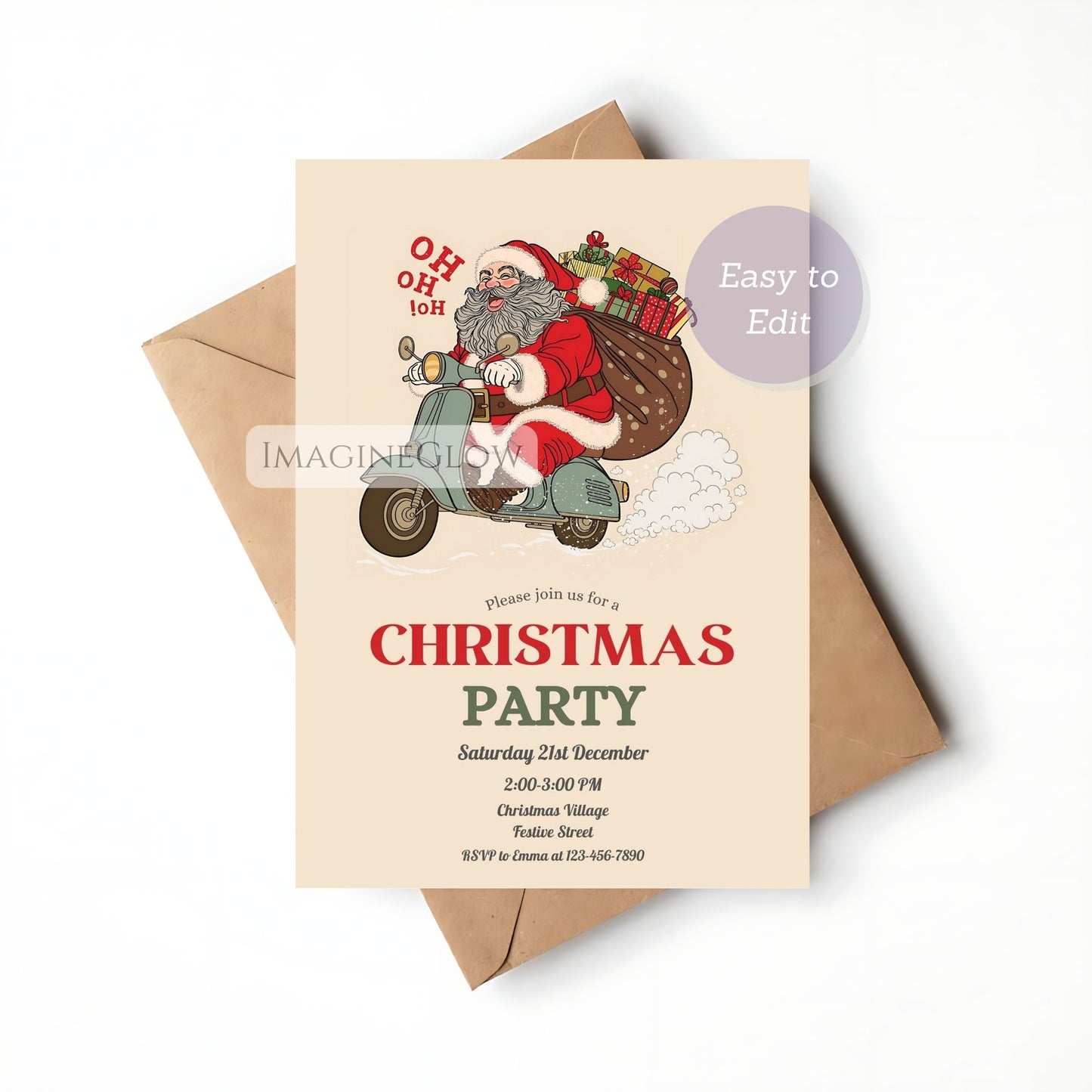 retro santa christmas holiday invite
