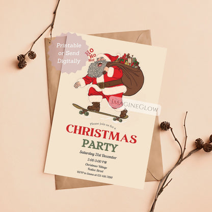 Santa Christmas Party Invitation - Festive Holiday Invite