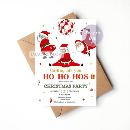 printable santa christmas party card template
