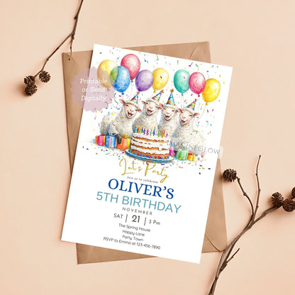 Cute sheep barnyard birthday invite
