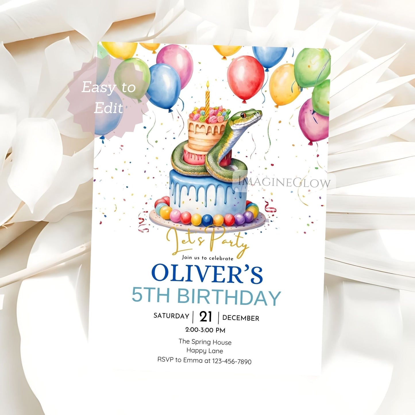 editable reptile themed birthday card
