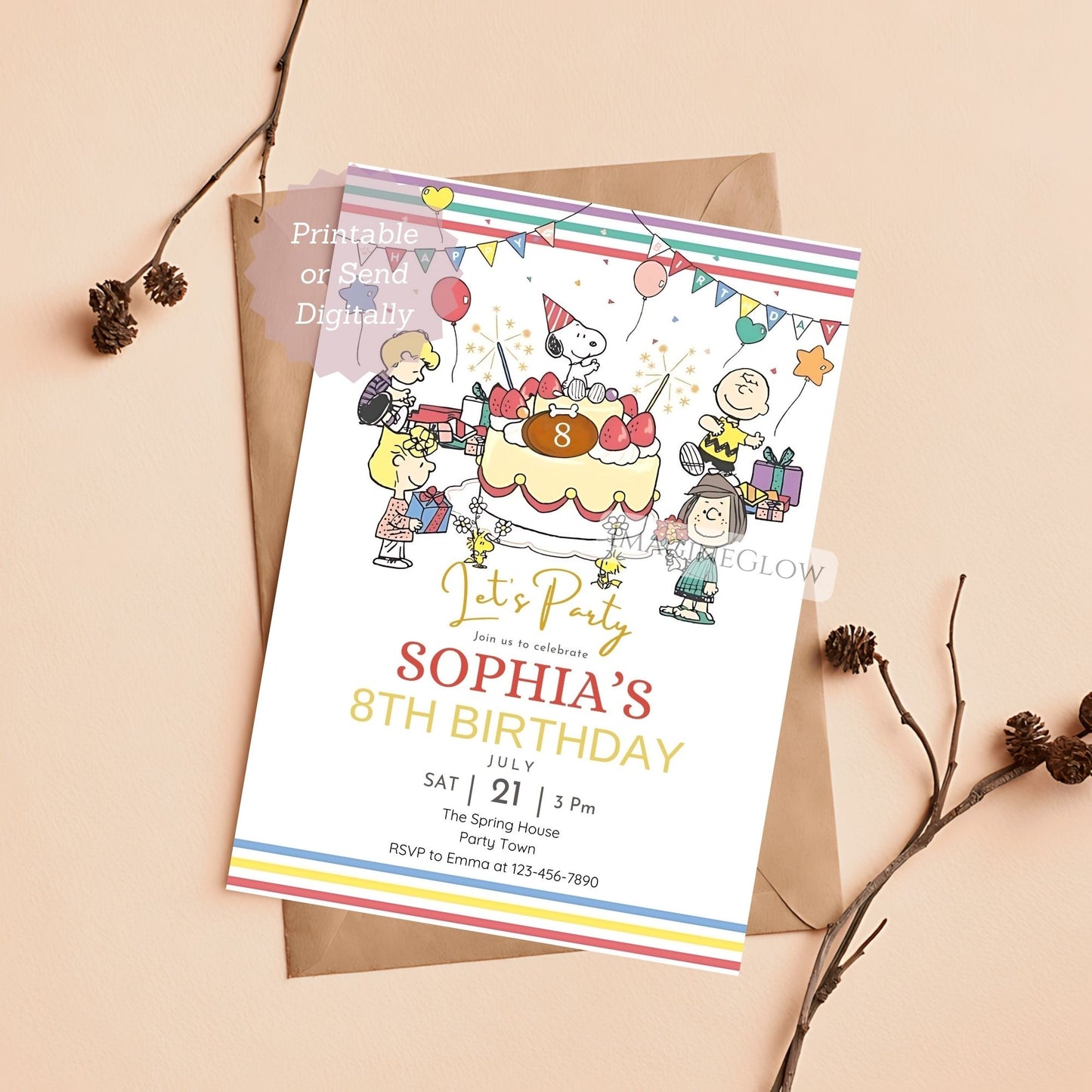 snoopy birthday invitation
peanuts woodstock party invite
