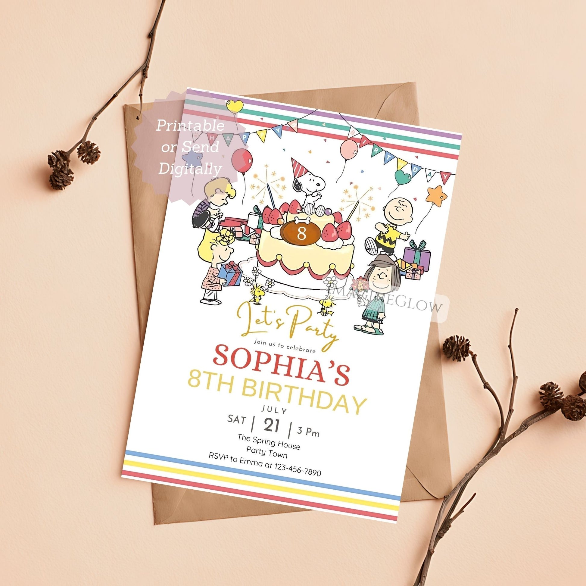 snoopy birthday invitation
peanuts woodstock party invite
