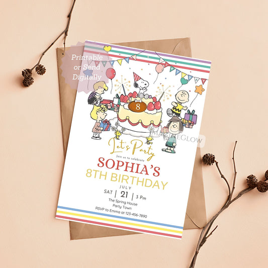 snoopy birthday invitation
peanuts woodstock party invite
