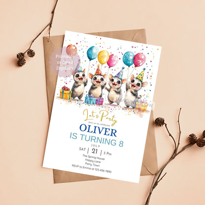 Personalized sugar glider birthday invitation
