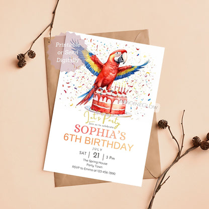 macaw printable party invitation
