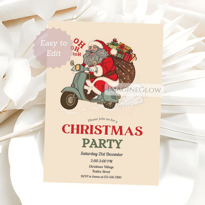 editable santa winter celebration invitation
classic santa christmas party printable
