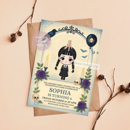 gothic girl birthday party invite
