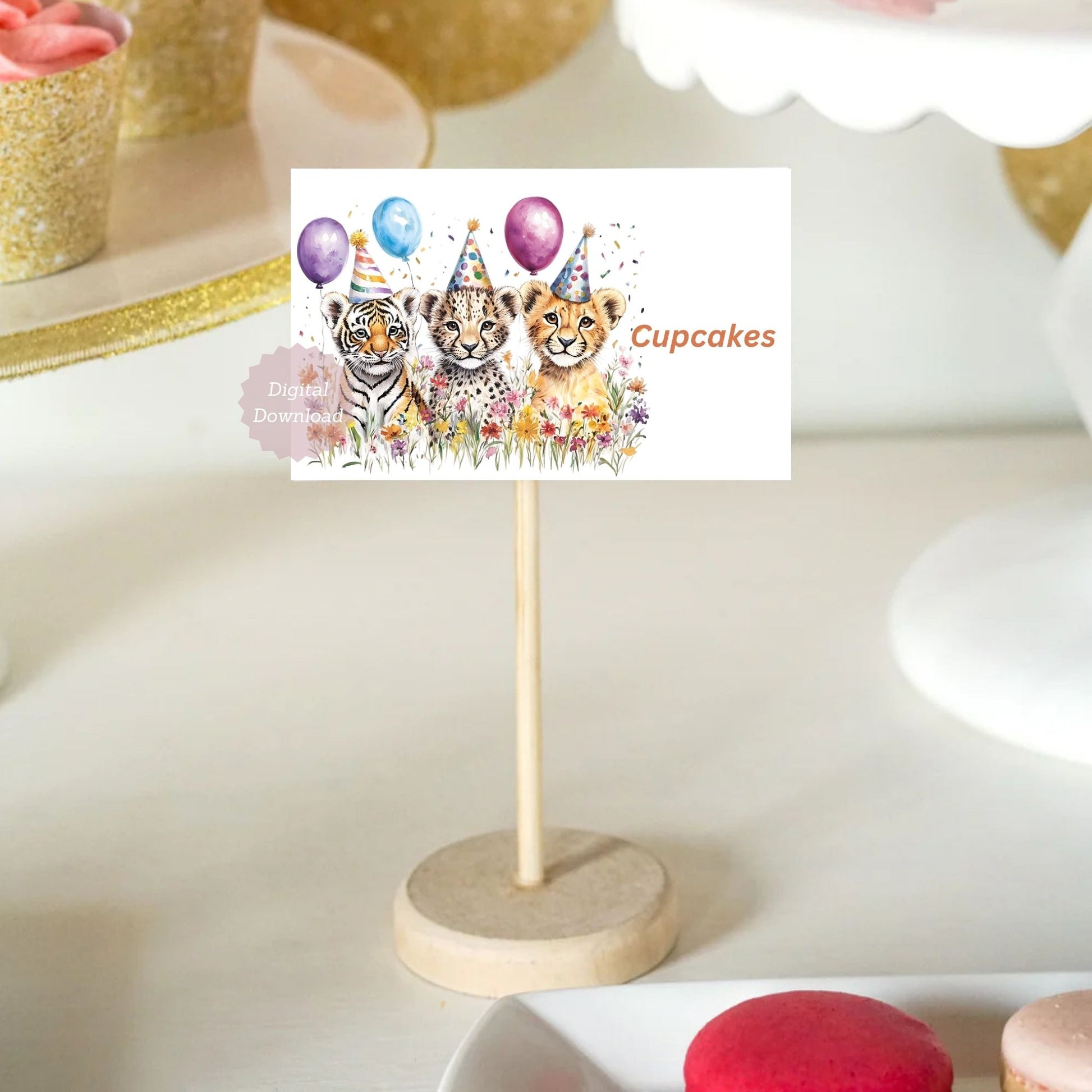 wild cats birthday place cards
girl safari party thank you cards
jungle animal birthday place cards
