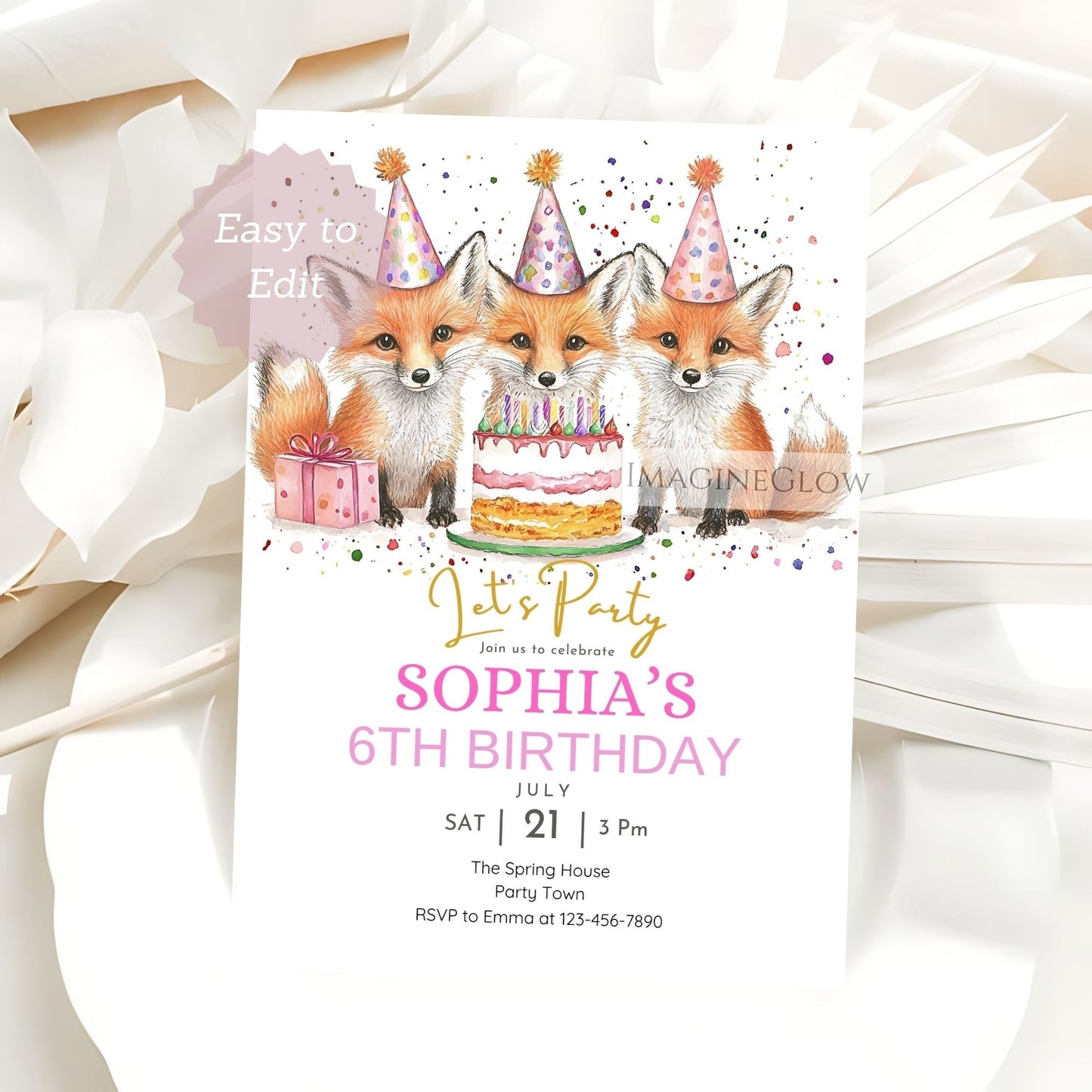 rustic woodland animal birthday invite
